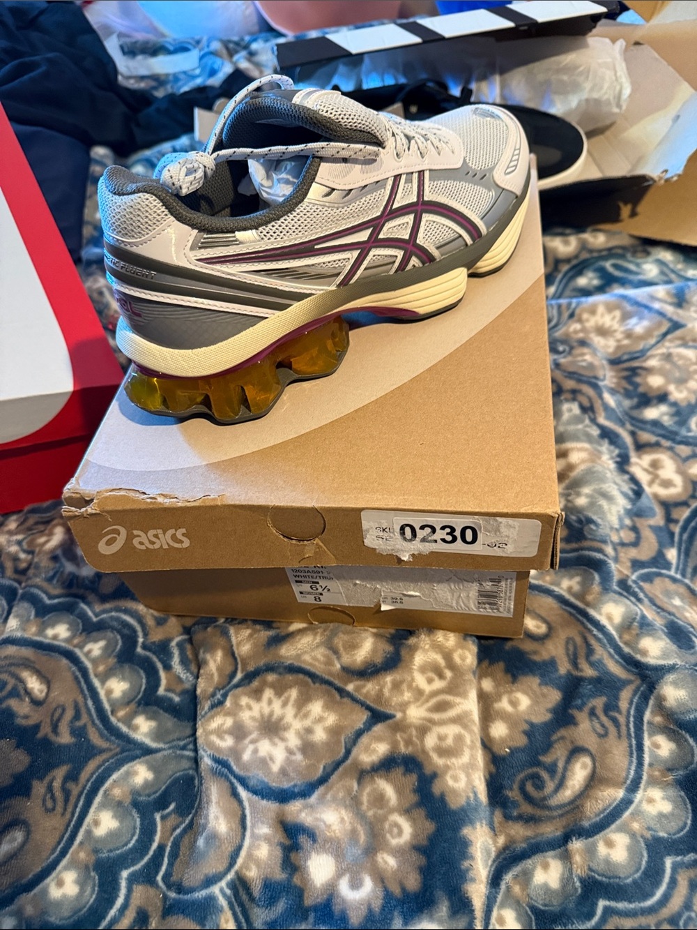 Asics Kids Sneakers in Gray, Purple, and Yellow